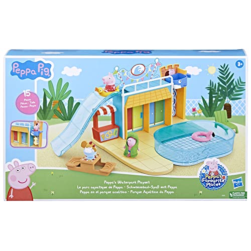 Peppa Pig - Peppa en el Parque acuático - Set de Juego con 15 Piezas y 2 Figuras