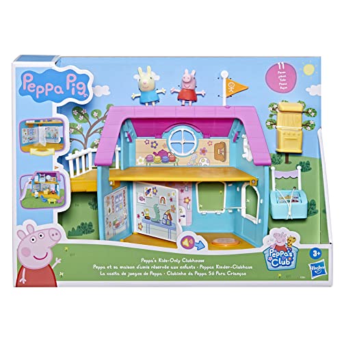 Peppa Pig Peppa’s Club - La casita de Juegos de Peppa - Juguete Preescolar - Efectos de Sonido - 2 Figuras, 7 Accesorios - A Partir de 3 años