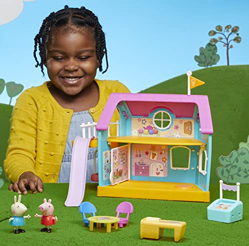 Peppa Pig Peppa’s Club - La casita de Juegos de Peppa - Juguete Preescolar - Efectos de Sonido - 2 Figuras, 7 Accesorios - A Partir de 3 años