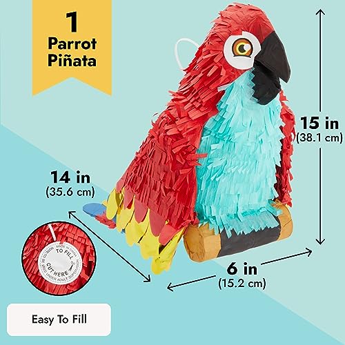 Pequeña Piñata de Loro para fiestas de Piratas en cumpleaños, 37 cm x 35 cm x 15,2 cm