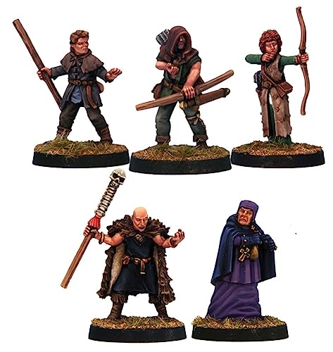 Personajes de Robin Hood de Gárgola Grinning – Miniaturas de RPG de fantasía sin pintar de metal blanco de 28 mm – Figuras de personajes de jugador pintables – DnD Sherwood Forest Nottingham Dungeons