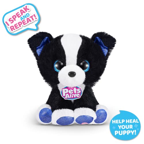 Pets Alive Pet Shop Surprise Series 3 Puppy Rescue by ZURU, Border Collie, Nurture Play, Soft Toy Unboxing, Heal Adopt Interactive, Ultra Soft Plushies con Electronic Speak and Repeat (Border Collie)