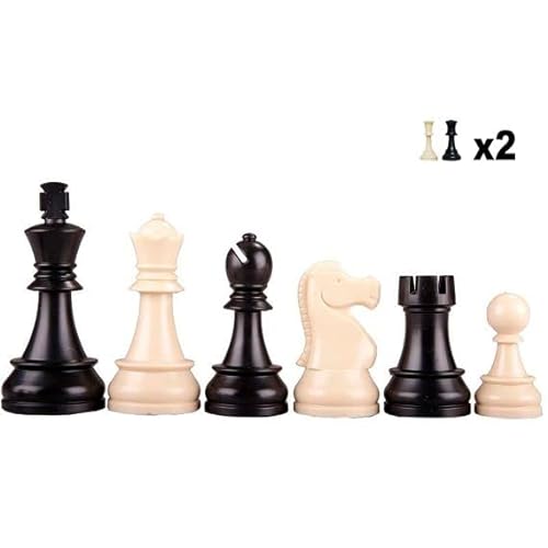 Piezas de ajedrez plástico DGT nº 6 con Doble Dama, Ideal para Aficionados y Clubes, Piezas de ajedrez para niños y Adultos, Piezas de ajedrez, Juego de Ajedrez de plástico
