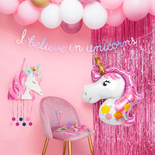 Piñata de Cumpleaños Grande de Unicornio de 40,5 x 43 cm - Decoración Fiestas Infantiles Niño y Niña - Piñatas Grandes para rellenar con juguetes y chuches.