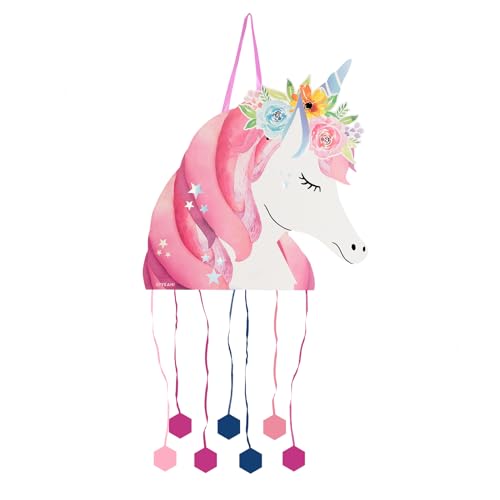 Piñata de Cumpleaños Grande de Unicornio de 40,5 x 43 cm - Decoración Fiestas Infantiles Niño y Niña - Piñatas Grandes para rellenar con juguetes y chuches.