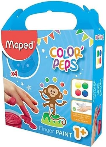 Pintura a dedos maped color peps caja de 4 botes colores surtidos 80 gr