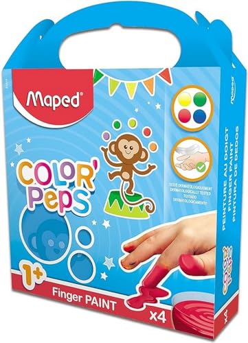 Pintura a dedos maped color peps caja de 4 botes colores surtidos 80 gr