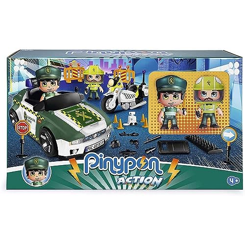 Pinypon Action-700015836 Guardia Civil Coche y Moto, vehículo policía Juguete, Color Verde (Famosa 700015836)