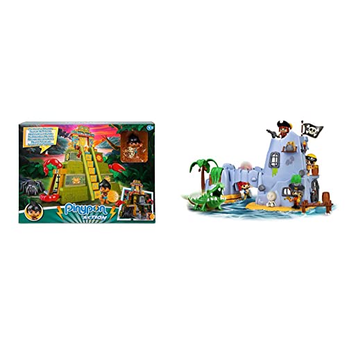 Pinypon Action - Wild. Trampas en la Pirámide, Set de Juguete de acción con Puzzles, trampas, Accesorios & Pinypon Action- Isla Pirata del Capitán Caimán con 2 Figuras