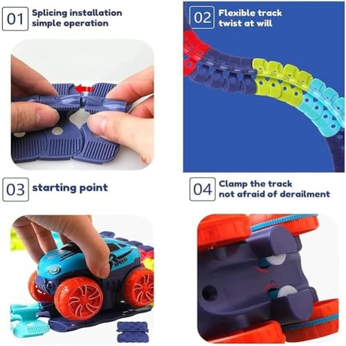 Pista Montessori: Pista de máquina ultraflexible, Juego de Pistas de Coches de Gravedad Cero, Pista de Coches antigravedad Crazy Ride, Juego de Juguetes de Pista de Carreras (92Pcs)