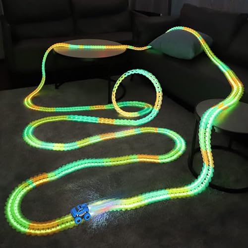 Pista Montessori: Pista de máquina ultraflexible, Juego de Pistas de Coches de Gravedad Cero, Pista de Coches antigravedad Crazy Ride, Juego de Juguetes de Pista de Carreras (92Pcs)