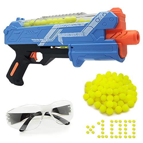 Pistola Blaster con Gafas Protectoras y 100 Rondas para niños y niñas Compatible con Dardos Nerf Hyper Rounds, Recarga fácil, Capacidad para hasta 50 Rondas