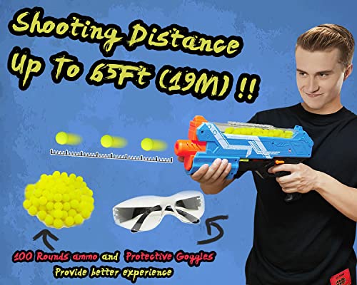 Pistola Blaster con Gafas Protectoras y 100 Rondas para niños y niñas Compatible con Dardos Nerf Hyper Rounds, Recarga fácil, Capacidad para hasta 50 Rondas