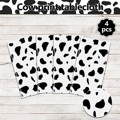 PIXHOTUL Mantel con Estampado de Vaca, manteles de plástico con Estampado de Vaca Grande, Suministros para Fiestas de Animales de Granja para Fiestas temáticas de Vacas, 137 x 274 cm (Paquete de 4)