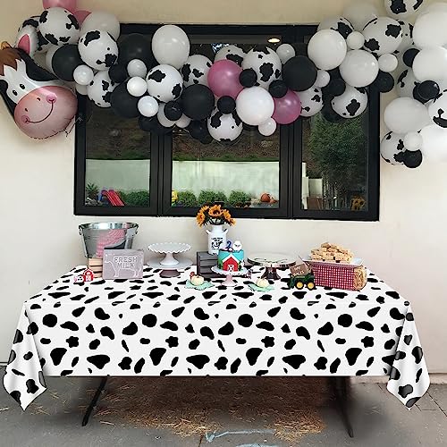 PIXHOTUL Mantel con Estampado de Vaca, manteles de plástico con Estampado de Vaca Grande, Suministros para Fiestas de Animales de Granja para Fiestas temáticas de Vacas, 137 x 274 cm (Paquete de 4)