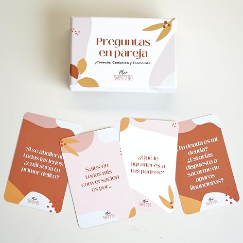 PLAN WITH Juego de Cartas de Preguntas en Pareja. Regalo Original para Mujer, Hombre, Aniversario, Cumpleaños. Fortalece tu Relación y Reedescubre el Amor