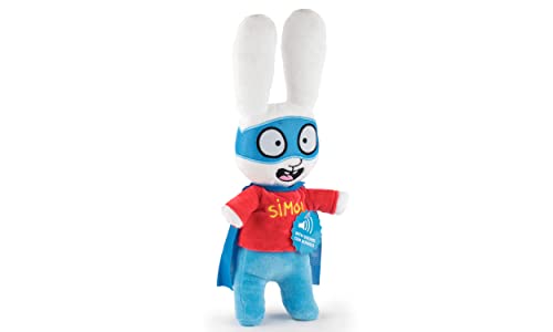 Play By Play Simón - Peluche Conejo Simón y Gaspar con Sonido en Español - Calidad Super Soft (35CM, Simón Héroe)