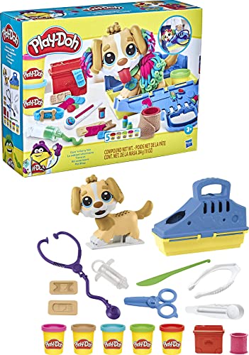 Play-Doh Kit Veterinario - Set con Cachorro de Juguete, transportín, 10 Herramientas, 5 Colores (F3639) + Juguete El Dentista Bromista niños a Partir 3 años con 8 Botes, no tóxico, Colores Surtidos