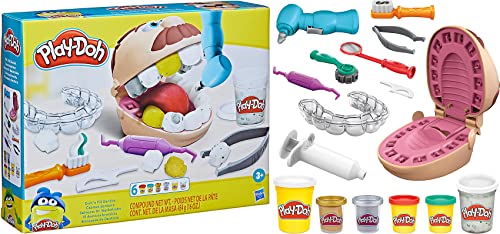 Play-Doh Kit Veterinario - Set con Cachorro de Juguete, transportín, 10 Herramientas, 5 Colores (F3639) + Juguete El Dentista Bromista niños a Partir 3 años con 8 Botes, no tóxico, Colores Surtidos