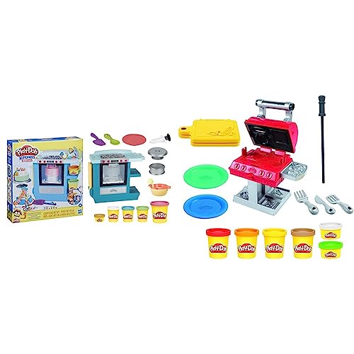 Play-Doh Set Gran Horno de Pasteles Kitchen Creations para niños a Partir de 3 años y con 5 Botes de plastilina no tóxica & Kitchen Creations Grill 'n Stamp Juego para niños de 3 años en adelante