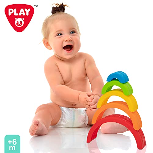 PlayGo Juguete arcoíris, Juguete construcción, Arcoíris apilamiento, Arcoíris y nubes, estimula la imaginación, juguetes educativos, para niños 6 meses