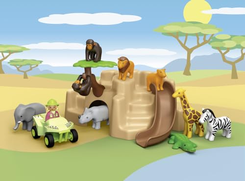 PLAYMOBIL 1.2.3 71594 Vida Salvaje, Set de Juego con Varios Animales, Quad y tobogán, para Que los niños descubran Las Funciones básicas, Juguete para niños a Partir de 12 Meses