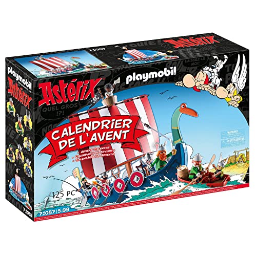 PLAYMOBIL Calendario de Adviento 71087 Astérix, Calendario de Adviento Piratas, Barco y Personajes de cómic, Juguetes para niños a Partir de 5 años