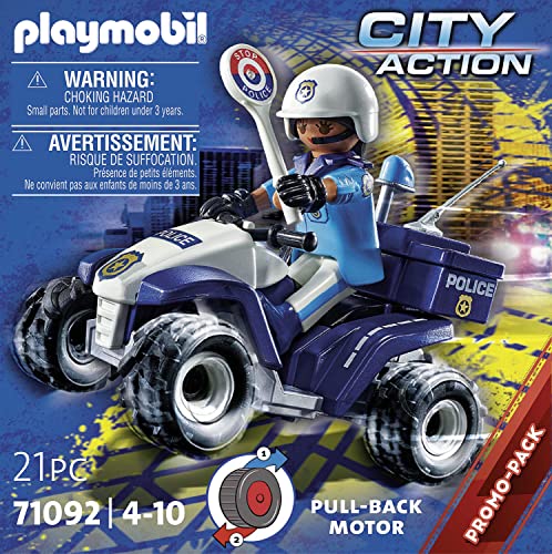 PLAYMOBIL City Action 71092 Policía - Speed Quad, con Motor de Arrastre, Juguete para niños a Partir de 4 años