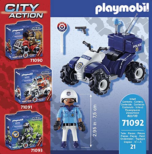 PLAYMOBIL City Action 71092 Policía - Speed Quad, con Motor de Arrastre, Juguete para niños a Partir de 4 años