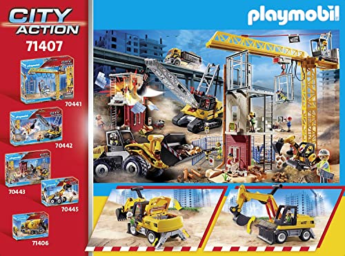 PLAYMOBIL City Action 71407 Excavadora, structura giratoria de 360 Grados y Patas de Soporte, Juguete para niños a Partir de 4 años