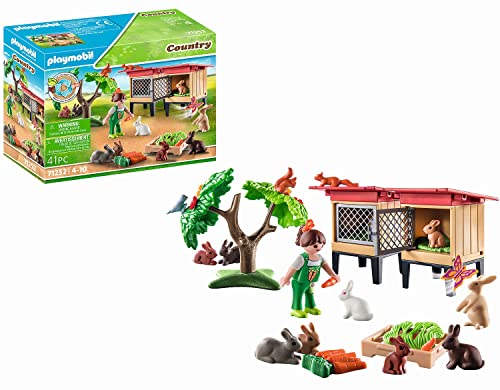 PLAYMOBIL Country 71252 Conejera, Animales para la Granja ecológica, Juguetes sostenibles para niños a Partir de 4 años