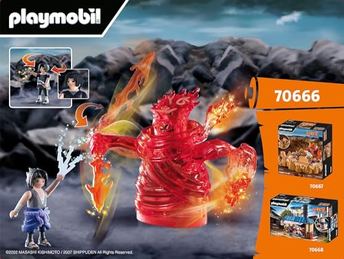 PLAYMOBIL Naruto Shippuden 70666 Sasuke vs. Itachi, Batalla interactiva Entre Hermanos con el Mangekyou Sharingan y el espíritu energético Susano'o, Juguetes para niños a Partir de 5 años