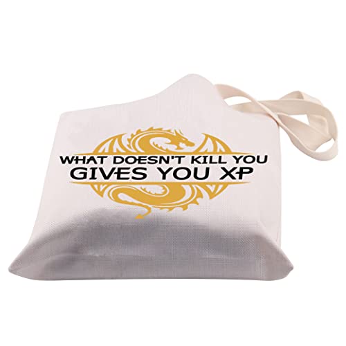 PLITI DND Bolsa de mano RPG Gamer Gift Dungeon Master Gift What Do't Kill You Give You XP D20 Dice RPG Gaming Gift, Te da Xp Tgu, medium