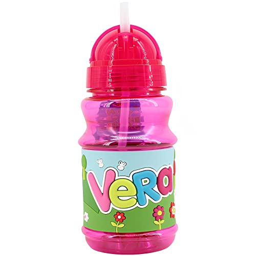 PLUS HOME Botella Agua con nombre Vera para niños, 100% a prueba de fugas, sin BPA, 350 ml, para guardería, colegio, viajes y hacer deporte Regalo Niños 5-10 años para Colegio Cumpleaños(350ML)