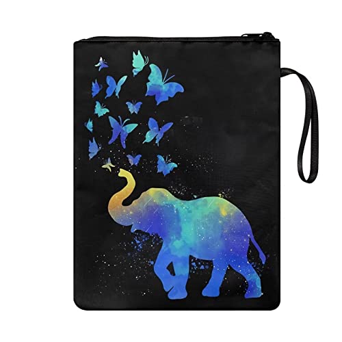 Poceacles Funda de libro para los amantes de los libros,diseño de mariposas de elefante,para tapa dura,protector de libro de tapa dura,fundas de libro duraderas con cremallera,talla única