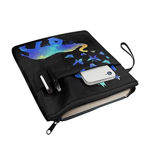 Poceacles Funda de libro para los amantes de los libros,diseño de mariposas de elefante,para tapa dura,protector de libro de tapa dura,fundas de libro duraderas con cremallera,talla única