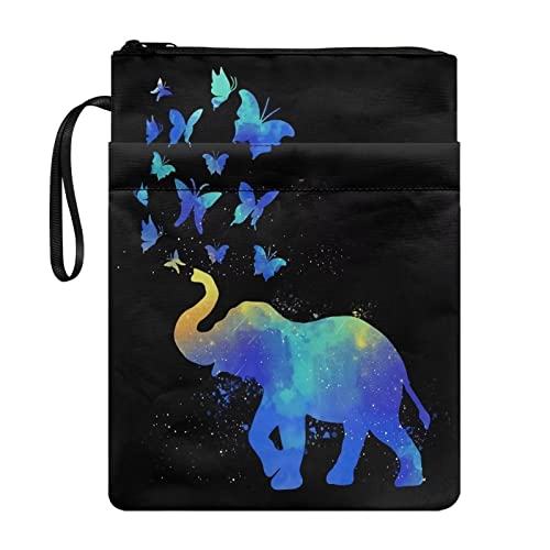 Poceacles Funda de libro para los amantes de los libros,diseño de mariposas de elefante,para tapa dura,protector de libro de tapa dura,fundas de libro duraderas con cremallera,talla única