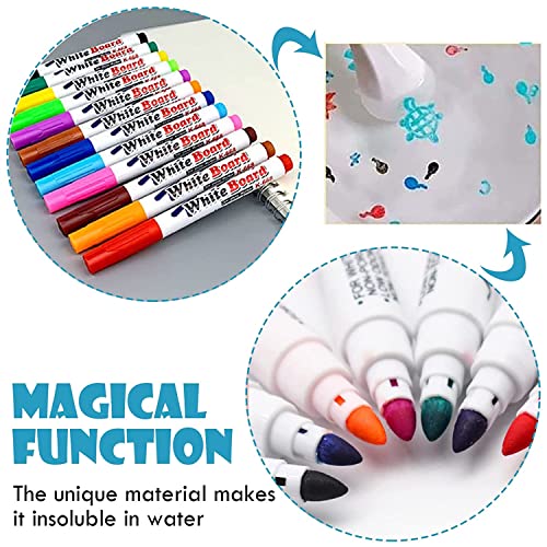 pohdhk Magical Water Painting Pen, Pintar Rotuladores Flotantes, Bolígrafo Mágico de tinta flotante con cuchara, bolígrafos mágicos de pintura al agua para niños (8 colores)