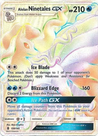 Pokemon Alolan Ninetales GX 150/145 Rainbow Secret Rare Full Art