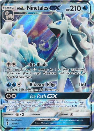 Pokemon Alolan Ninetales GX - 22/145 - Sol y luna ultra raros: Guardianes Rising Singles