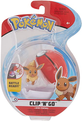 PoKéMoN Eevee & Great Ball, Clip 'N Go Wave 4 - Newest Edition 2020, Catch 'Em All!