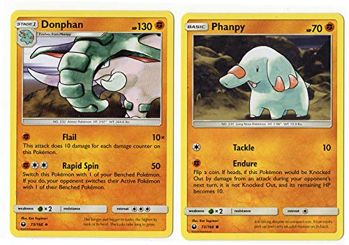 Pokemon Evolution Lot - DONPHAN PHANPY 73/168 - Sun Moon Celestial Storm - Lote de 2 cartas - Raro