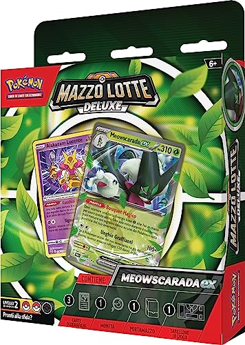 Pokemon Mazzo Lotte Deluxe Meowscarada-ex del GCC (baraja de 60 Cartas Lista para Jugar y Otros Accesorios), edición en Italiano