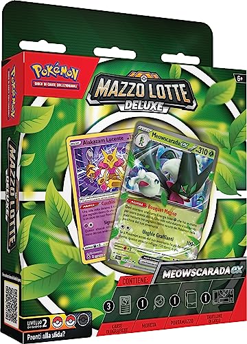 Pokemon Mazzo Lotte Deluxe Meowscarada-ex del GCC (baraja de 60 Cartas Lista para Jugar y Otros Accesorios), edición en Italiano