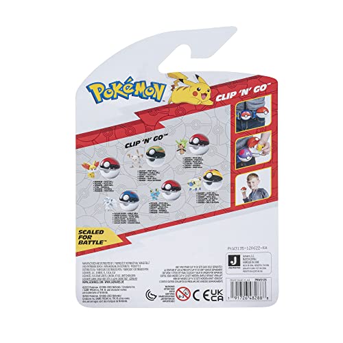 Pokémon PKW3135 Clip'n'Go Poké Balls Alola Vulpix & Super Ball, Poké Ball oficial con figura de 5 cm