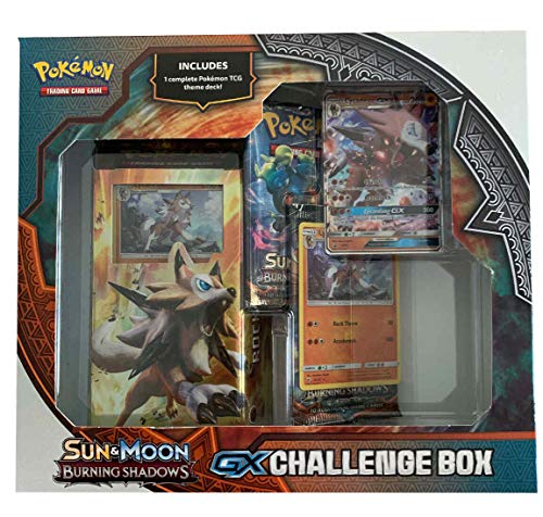 Pokemon Sun & Moon Burning Shadows GX Challenge Box- Surtido | 1 cubierta temática | Con tarjeta Lycanroc o Alolan Ninetales GX, multicolor (820650806438)