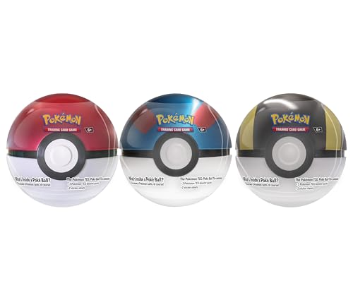 Pokémon TCG: Poké Ball Tin Bundle - Poké Ball, Great Ball & Ultra Ball (9 Pokémon TCG Booster Packs, 7 Hojas de Pegatinas)