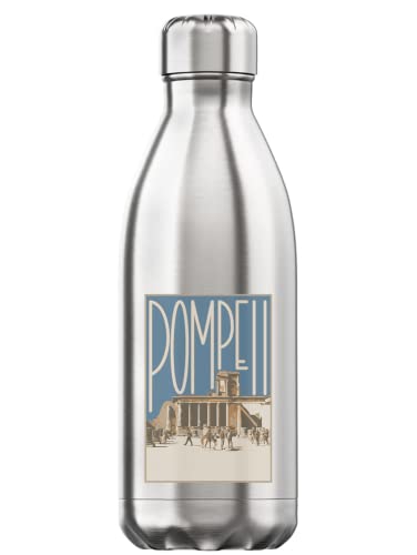 Pompeya Italia Antigua Ciudad Romana Cartel Viaje 350ml Botella de agua Estilo Botella Térmica Acero Inoxidable Libre de BPA Termo Plata Tamaño Único