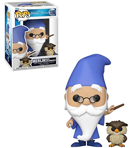 POP Disney: Sword in The Stone - Figura de vinilo de Merlín con Archimedes Funko (viene con funda protectora de caja compatible), multicolor, 3.75 pulgadas