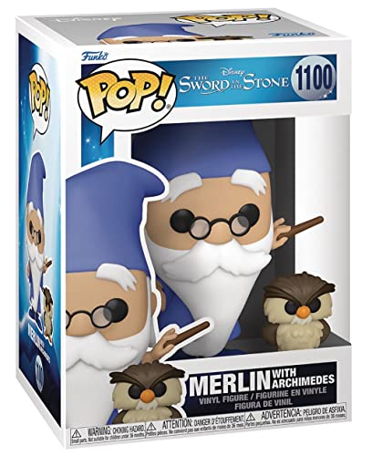 POP Disney: Sword in The Stone - Figura de vinilo de Merlín con Archimedes Funko (viene con funda protectora de caja compatible), multicolor, 3.75 pulgadas